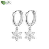 Sterling Silver Zircon Hoop Earrings for Women – Elegant Star & Heart Design