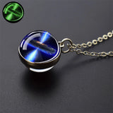 Vintage Glow-in-the-Dark Round Pendant Necklace – Unisex Metal Design