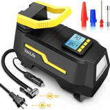 High-Power Portable Air Compressor Pump with Digital Pressure Gauge & LED Light for Car and Home