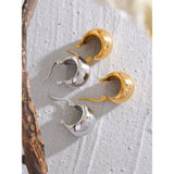 Pendientes de aro de acero inoxidable de moda: elegantes joyas bañadas en oro para mujer