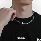 💎 Collar de doble capa con estrella de circonita estilo hip hop: cadena colgante de acero de titanio de moda para hombres y mujeres 💎
