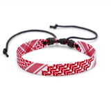 Pulsera con dijes geométricos para mujer: elegante cadena de cuerda de algodón con cierre de palanca