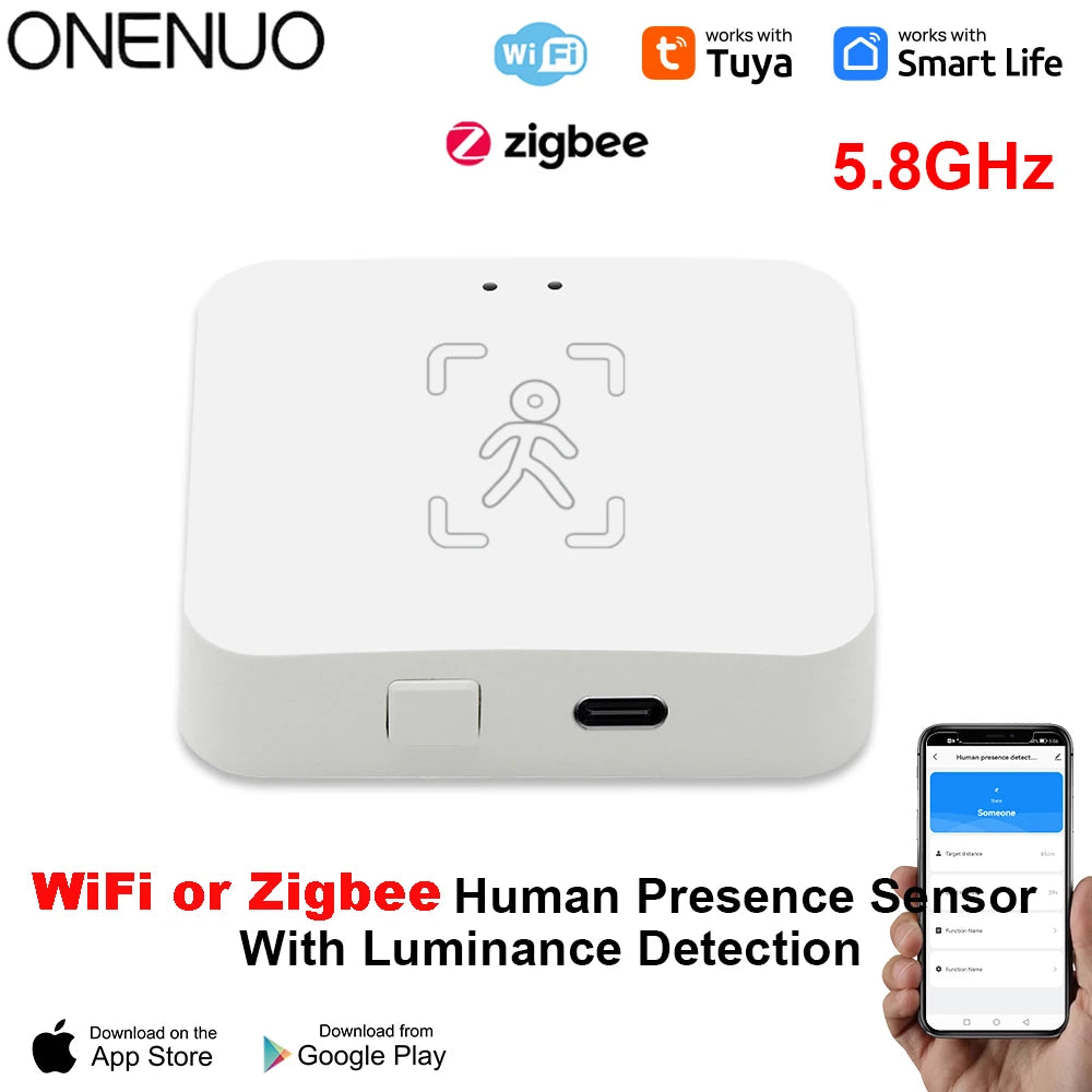 Smart Motion Presence Sensor with mmWave Radar – WiFi & Zigbee Compatible