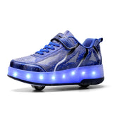 Unisex LED Light-Up Casual Shoes for Kids – Hook & Loop Sneakers with PU Upper and Non-Slip Rubber Sole