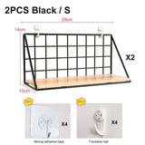 Wall-Mounted Shelf Organizer – Metal & Wood Storage Rack for Home & Office