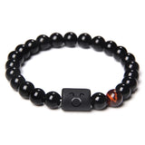 Black Onyx Zodiac Sign Bracelet – 12 Constellation Beaded Charm for Men & Women