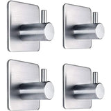 Ganchos de pared adhesivos de acero inoxidable: toalleros multiusos para baño y cocina (juego de 4) 