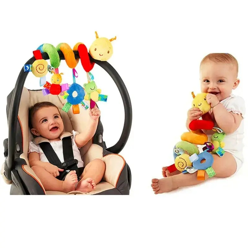 Juguete musical colgante en espiral para cuna, cochecito y asiento de coche: sonajero suave y juguete de actividades