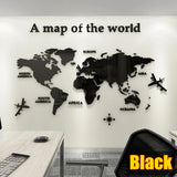 European Version World Map Wall Stickers – Modern 3D Acrylic Map Decals for Home, Office, or Classroom