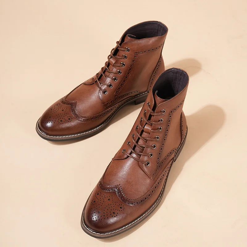 Men’s Faux Leather Chelsea Boots – Classic Ankle Slip-On Boots with PU Insole and TPR Sole