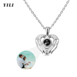 Custom Photo Projection Necklace - Personalized Heart Pendant with Picture Inside