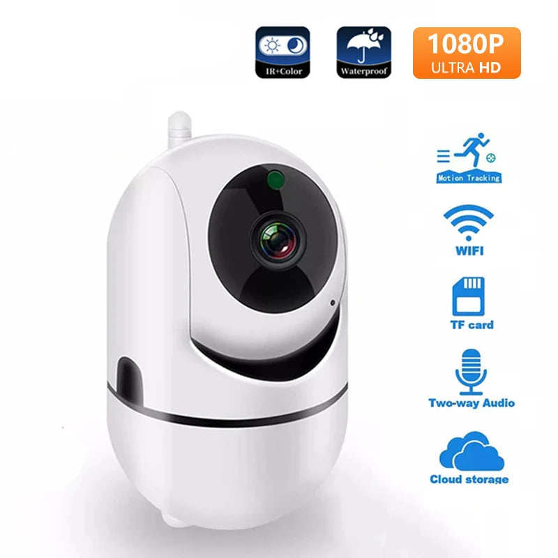 Cámara de seguridad WiFi HD de 1080P: vigilancia inteligente del hogar con seguimiento automático y visión nocturna