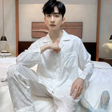 Men’s Silk Satin Pajama Set – Lightweight Luxury Sleepwear with Turn-Down Collar