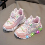 Girls’ My Melody LED Light-Up Sneakers – Cartoon Breathable PU Shoes with Anti-Slip Rubber Sole