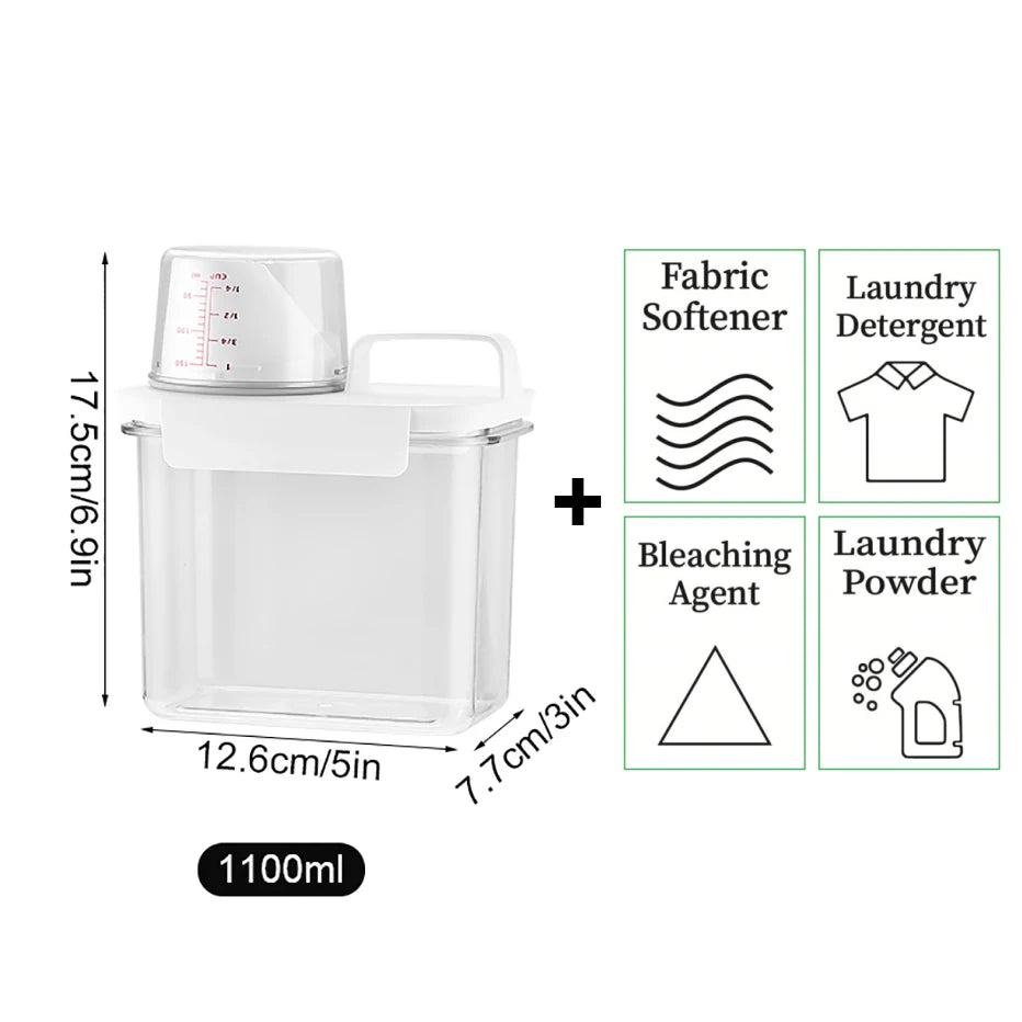 Dispensador de detergente para ropa rellenable de 1100/1800/2300 ml, depósito vacío para suavizante en polvo, contenedor de almacenamiento de blanqueador con etiquetas
