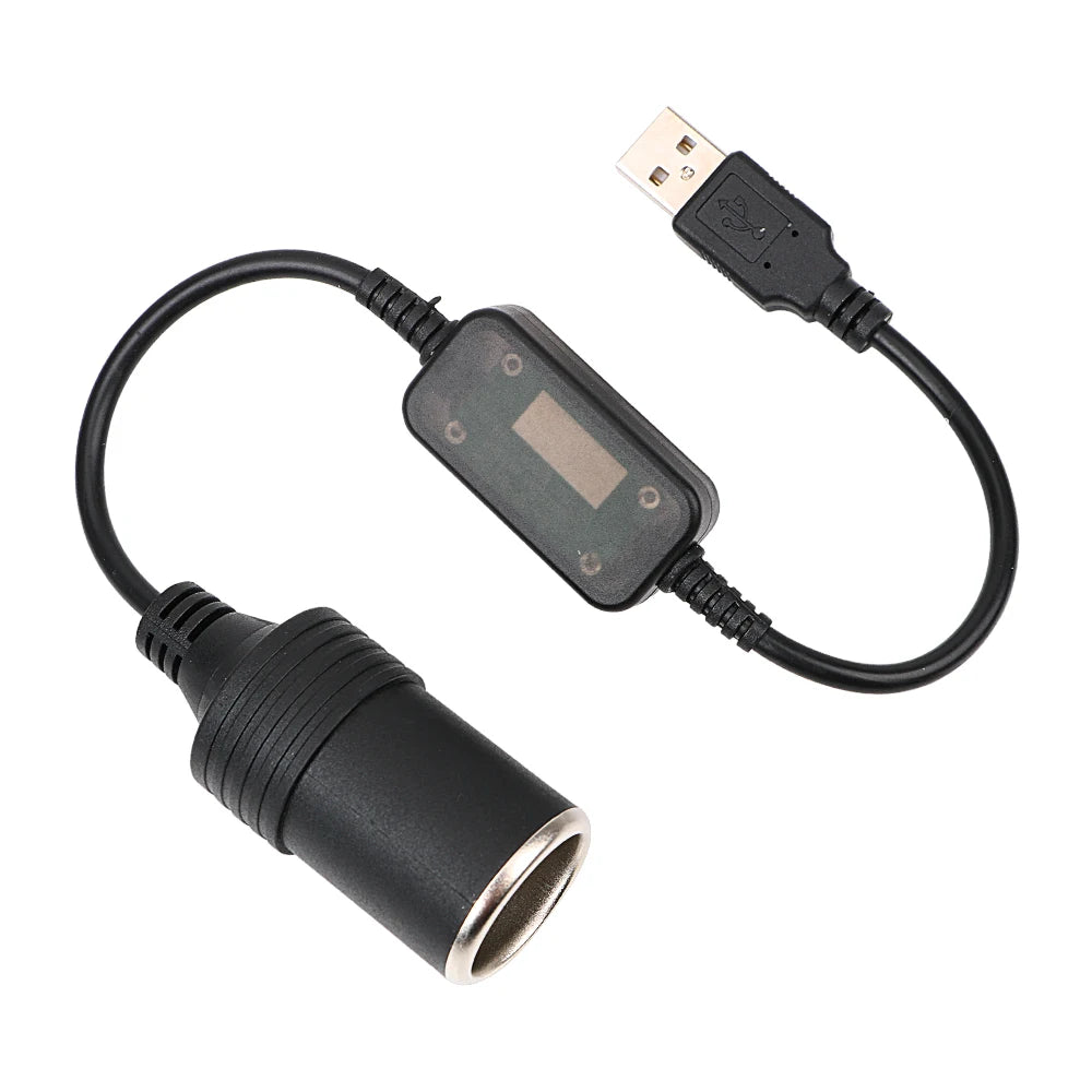Adaptador de conector de enchufe USB de 5 V a 12 V para encendedor de cigarrillos de automóvil, accesorios interiores de automóvil, adaptador conversor, controlador con cable