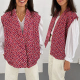 Women’s Warm Puffer Vest – Stylish Printed Sleeveless Open Front Cardigan for Autumn & Winter