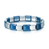 Pulsera de acero inoxidable con holograma de moda para hombres y mujeres: joyería con cadena de eslabones geométricos