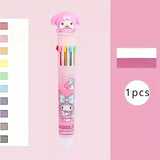 Sanrio 10-Color Ballpoint Pen – Cute Hello Kitty, Kuromi & Cinnamoroll Multicolor Pens for School & Office