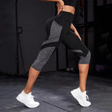 High-Waisted Colorblock Yoga Capris with Pockets – Tummy Control Workout Leggings