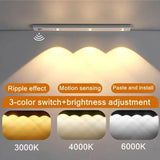 Luz LED con sensor de movimiento recargable por USB: iluminación regulable de 3 colores para debajo de los gabinetes