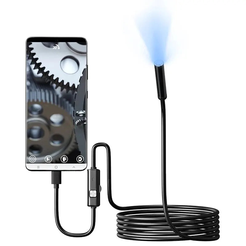 7mm Waterproof USB Endoscope Camera with 6 Adjustable LEDs – Compatible with Android & PC