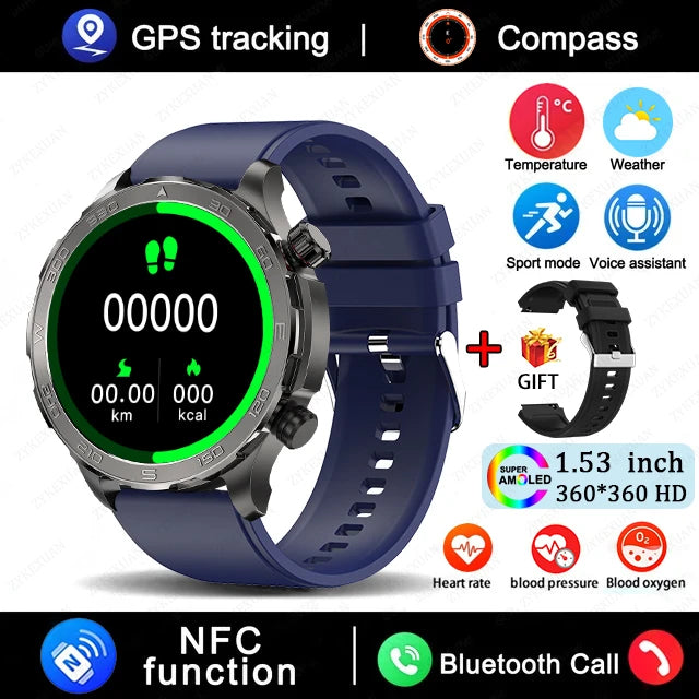 2025 AMOLED Smart Watch with Bluetooth Calling - GPS, NFC & Health Monitoring
