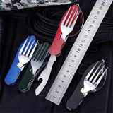 Juego de utensilios de camping plegables: cuchillo, tenedor y cuchara multifunción para viajes al aire libre y picnic 