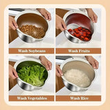 Cuenco para colar y lavar arroz de acero inoxidable: colador multiusos para uso en la cocina