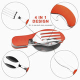 Juego de utensilios de camping plegables: cuchillo, tenedor y cuchara multifunción para viajes al aire libre y picnic 