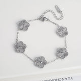 Adjustable Five-Flower Stainless Steel Bracelet for Women