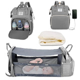 3-in-1 Diaper Bag Backpack with Foldable Baby Bed and USB Charging Port