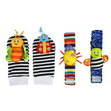 Baby Rattle Toy Set - Soft Stuffed Animal Wrist & Foot Rattles for Newborns 0-12 Months