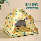 Semi-Enclosed Cat Tent Bed - Breathable Oxford Fabric Pet Sofa with Removable Cushion