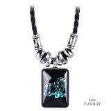 Trendy Geometric Glass Pendant Necklace for Women – Zinc Alloy & Leather Design