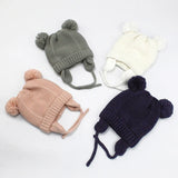 Conjunto de gorro y guantes de invierno para bebé: gorro de punto polar cálido con protección para los oídos para niños y niñas