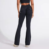 High-Waisted Scrunch Yoga Pants for Women – Flared, Seamless with Utility Pockets, Full Length