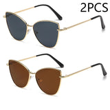 Nuevas gafas de sol estilo ojo de gato con montura pequeña de metal retro para mujer