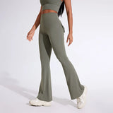 High-Waisted Scrunch Yoga Pants for Women – Flared, Seamless with Utility Pockets, Full Length
