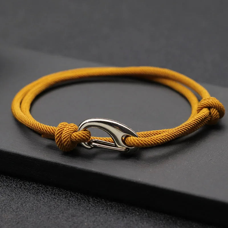Men’s Adjustable Rope Charm Bracelet – Trendy Milan Alloy Geometric Design