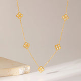 316L Stainless Steel Clover Necklace for Women - Elegant Zircon Flower Pendant Chain