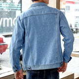 Men’s Casual Denim Jacket – Lightweight Spring & Fall Outerwear with Turn-Down Collar