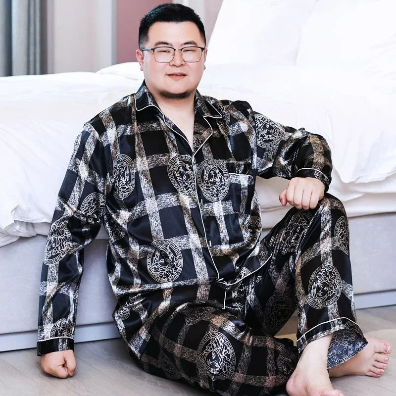 Men’s Printed Polyester Pajama Set – Moisture-Wicking & Anti-Bacterial Sleepwear