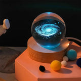 3D Crystal Galaxy Night Light - LED Planetary Lamp for Bedroom Decor