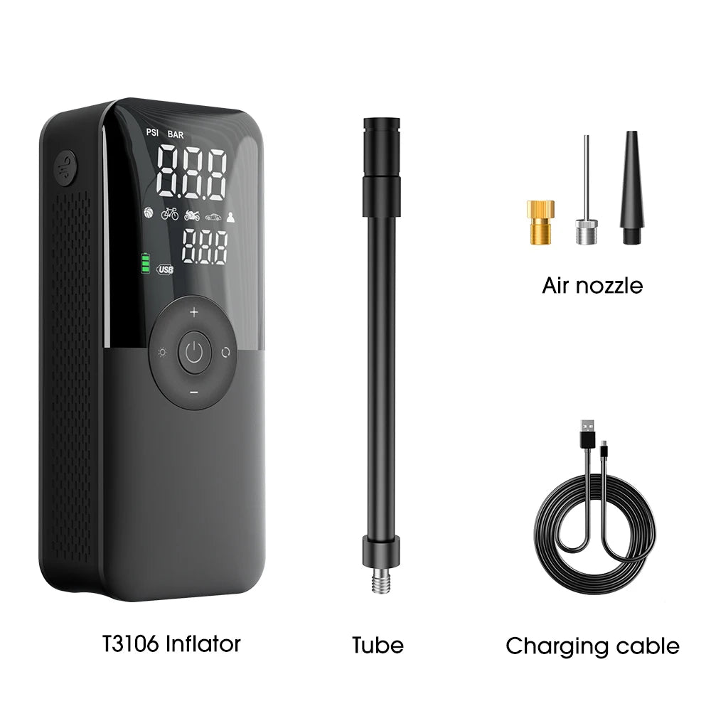 Cordless Digital Tire Inflator with LED Light and 150 PSI Air Compressor