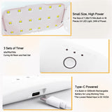 24W USB Rechargeable UV LED Nail Lamp for Gel Polish & Resin Curing – Portable & Fast Drying