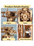 3D Wooden Airplane Music Box Puzzle - "You Are My Sunshine" DIY Model Kit