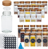 13 tarros de especias de vidrio de 4 oz: recipientes para condimentos con tapa de bambú para almacenamiento en estantes de especias