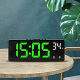 Voice Control Digital LED Alarm Clock with Dual Alarms and Temperature Display