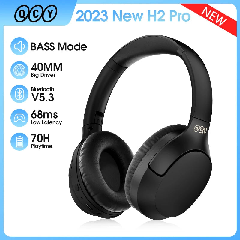 Wireless Over-Ear Headphones with 70H Playback - Bluetooth 5.3, HiFi Stereo & Bass Mode